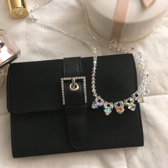 EXPRESS black elegant satin wallet - Picture 2 of 6